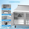 image:imageROVSUN 49 W Sandwich Salad Prep Table Refrigerator ETL NSF 136 CuFt Commercial Refrigerator Salad Bar Stainless Steel w12 Pans Cutting Board Lockable Wheels Front Door for Restaurant49 W with 18 Pans