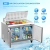image:imageROVSUN 49 W Sandwich Salad Prep Table Refrigerator ETL NSF 136 CuFt Commercial Refrigerator Salad Bar Stainless Steel w12 Pans Cutting Board Lockable Wheels Front Door for Restaurant49 W with 12 Pans