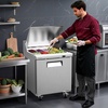 image:imageROVSUN 49 W Sandwich Salad Prep Table Refrigerator ETL NSF 136 CuFt Commercial Refrigerator Salad Bar Stainless Steel w12 Pans Cutting Board Lockable Wheels Front Door for Restaurant29 W with 8 Pans