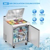 image:imageROVSUN 49 W Sandwich Salad Prep Table Refrigerator ETL NSF 136 CuFt Commercial Refrigerator Salad Bar Stainless Steel w12 Pans Cutting Board Lockable Wheels Front Door for Restaurant29 W with 12 Pans