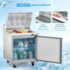 image:imageROVSUN 49 W Sandwich Salad Prep Table Refrigerator ETL NSF 136 CuFt Commercial Refrigerator Salad Bar Stainless Steel w12 Pans Cutting Board Lockable Wheels Front Door for Restaurant29 W with 8 Pans