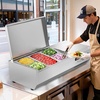 image:imageROVSUN Refrigerated Condiment Prep Station 59 Sandwich Prep Table ETL NSF 342QT Salad Bar Prep Rail wAuto Defrost Temp Control Stainless Steel Cover amp 6  13 Pan for Restaurant Food TruckStainless 40