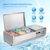 image:imageROVSUN Refrigerated Condiment Prep Station 59 Sandwich Prep Table ETL NSF 342QT Salad Bar Prep Rail wAuto Defrost Temp Control Stainless Steel Cover amp 6  13 Pan for Restaurant Food TruckStainless 40