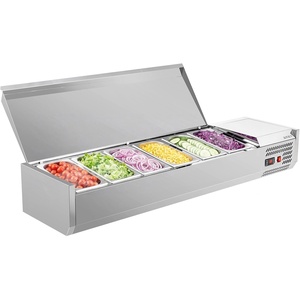 image:imageROVSUN Refrigerated Condiment Prep Station 59 Sandwich Prep Table ETL NSF 342QT Salad Bar Prep Rail wAuto Defrost Temp Control Stainless Steel Cover amp 6  13 Pan for Restaurant Food TruckStainless 59