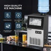 image:imageROVSUN 90LBS24H Commercial Ice Maker Machine with 11lbs Storage Bin FreestandingCountertop Ice Machine with 2 Water Inlets Ice Scoop amp Water Filter for Home Office Restaurant Bar Cafe UseSilver