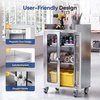 image:imageROVSUN Stainless Steel Table with Cabinet amp Wheels 236 x 157 Commercial Kitchen Workbench for Pre Work with Glass Door Large Space Storage for Kitchen Restaurant Hotel Garage Warehouse236W x 157D