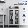 image:imageROVSUN Stainless Steel Table with Cabinet amp Wheels 236 x 157 Commercial Pre Work Table with Glass Door amp Drawers Large Space Storage for Kitchen Restaurant Hotel Garage Warehouse Outdoor236W x 157D