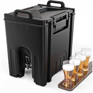 image:imageROVSUN Insulated Beverage Dispenser 12Gallon Drink Dispenser Foodgrade LLDPE Ice and Hot Drink Server wHandles Faucet amp 50 Cups Hot and Cold Beverage Server for Catering Event Party Restaurant12Gal