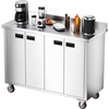 image:imageROVSUN Stainless Steel Table with Cabinet amp Wheels 59 x 19Commercial Pre Table with Backsplash Heavy Duty Work Table with 4 Doors Large Space Storage for Kitchen Restaurant Hotel GarageWith Wheels 47 x 19